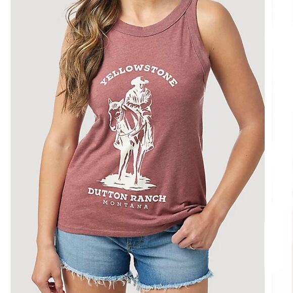 Wrangler x Yellowstone NWT Red Heathered Graphic Tank Small - Picture 1 of 10